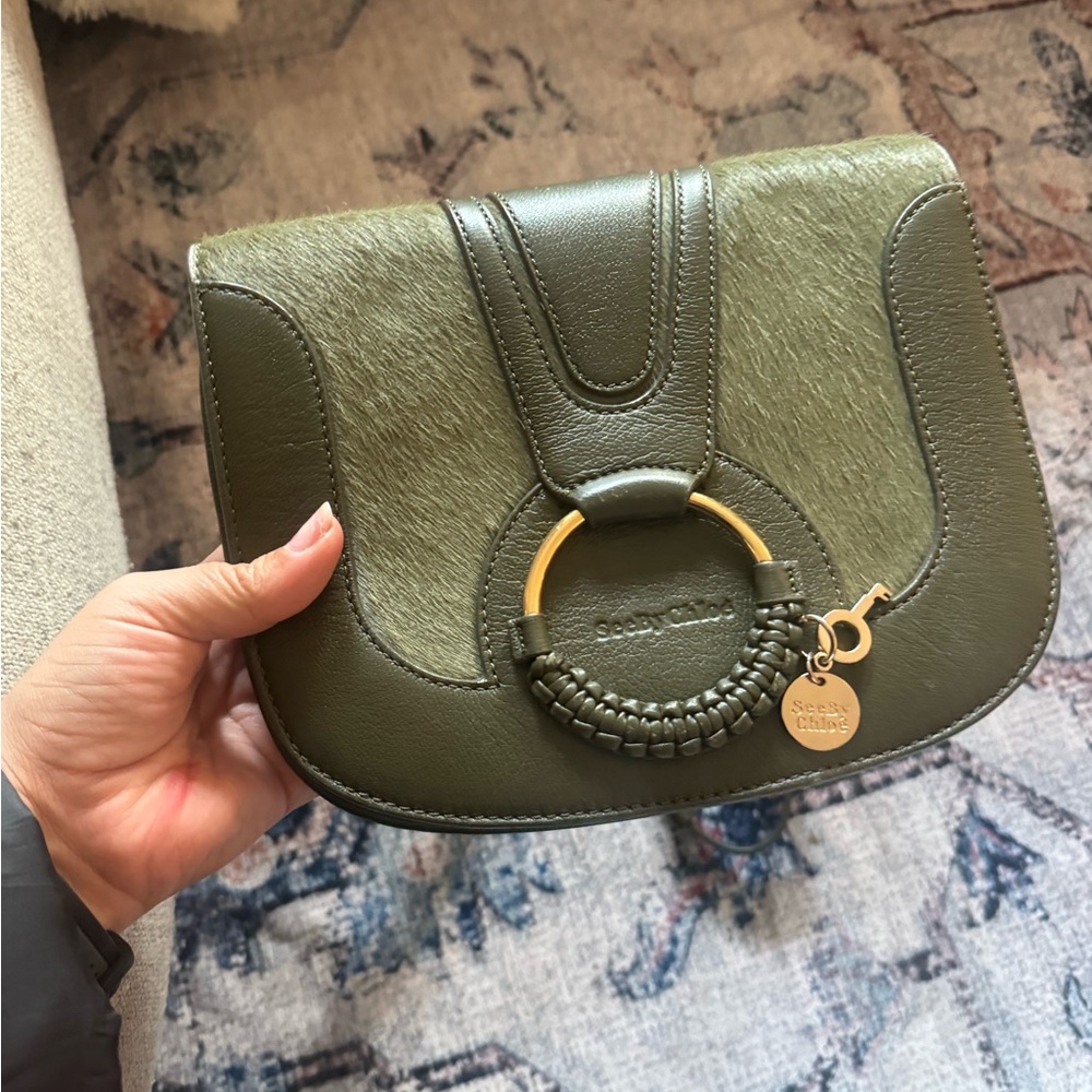 See By Chloe Green HANA Leather Bag with calf hair